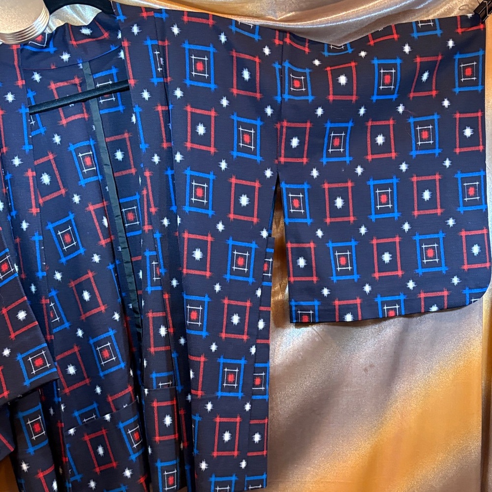New cotton/linen feel Geometric Patterned Haori Kimono‎ 400